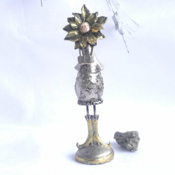 Dekofigur Blumenmädchen Weihnachts Elfe Silber Gold 24cm