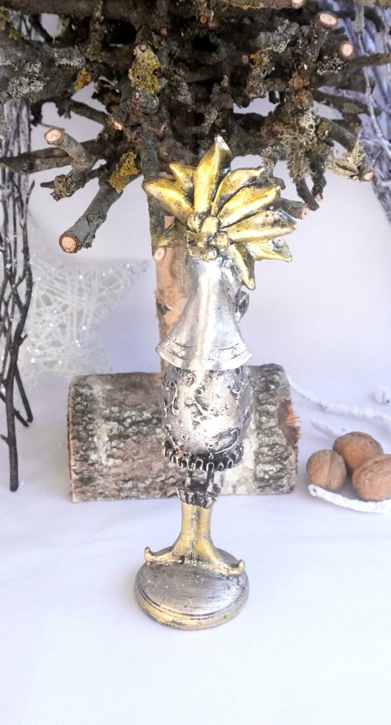Dekofigur Blumenmädchen Weihnachts Elfe Silber Gold 24cm