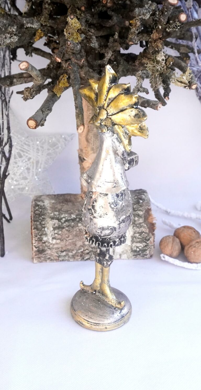 Dekofigur Blumenmädchen Weihnachts Elfe Silber Gold 24cm