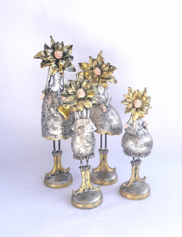 Dekofiguren Blumenmädchen Weihnachts Elfen Silber Gold