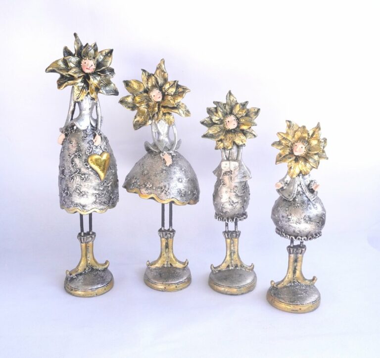 Dekofiguren Blumenmädchen Weihnachts Elfen Silber Gold