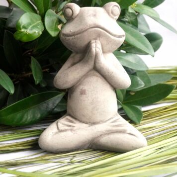 Dekofigur Yogi Frosch Steingrau Sitz Hände zum Gebet