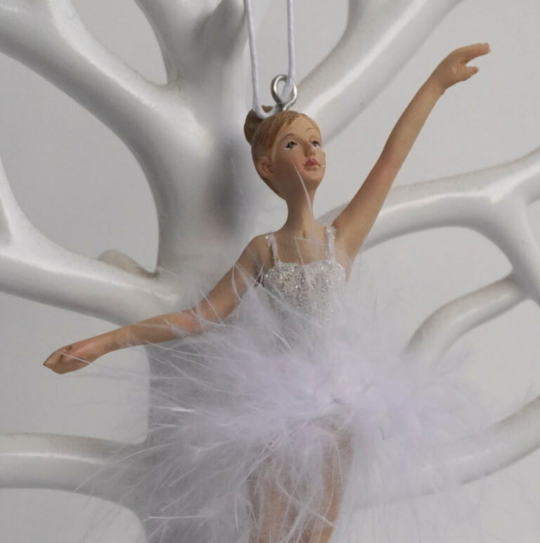 Deko Figur Ballerina Weisses Tütü Federn Dekohänger