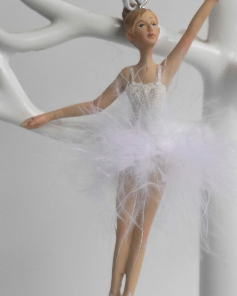 Deko Figur Ballerina Weisses Tütü Federn Dekohänger