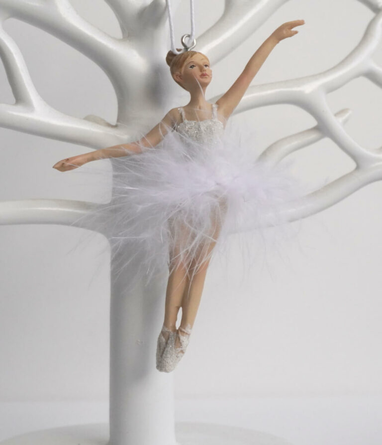 Deko Figur Ballerina Weisses Tütü Federn Dekohänger