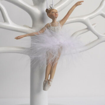 Deko Figur Ballerina Weisses Tütü Federn Dekohänger
