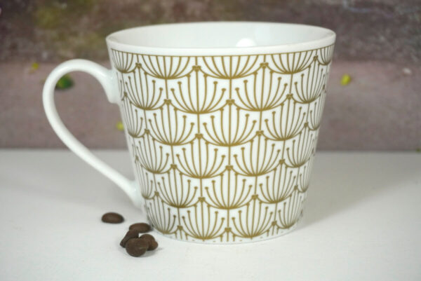Krasilnikoff Henkelbecher Kaffeebecher Blossom Gold