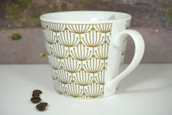 Krasilnikoff Henkelbecher Kaffeebecher Blossom Gold