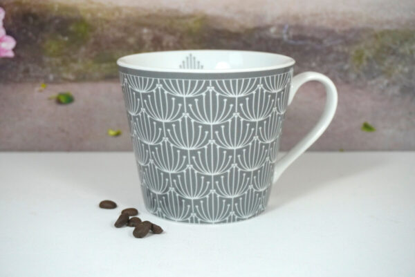 Krasilnikoff Henkelbecher Kaffeebecher Blossom Grey