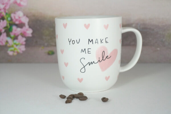 PPD Henkelbecher Kaffeebecher You make me Smile