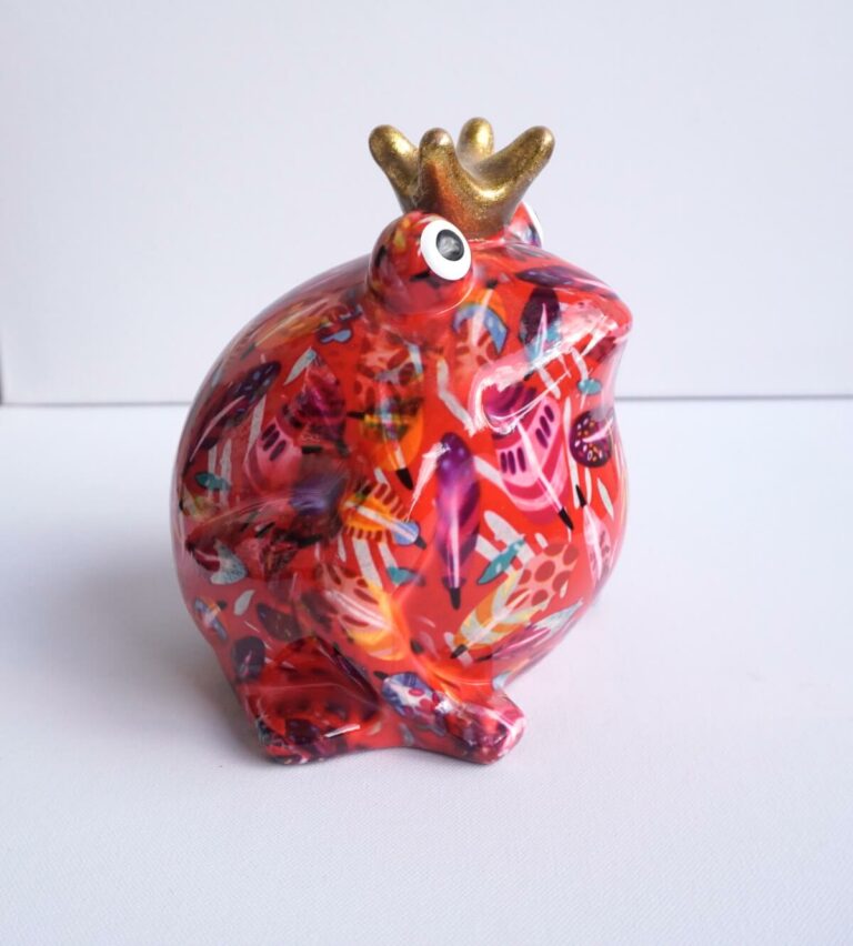 Pomme Pidou Spardose Money Bank Frosch Freddy Bunte Federn