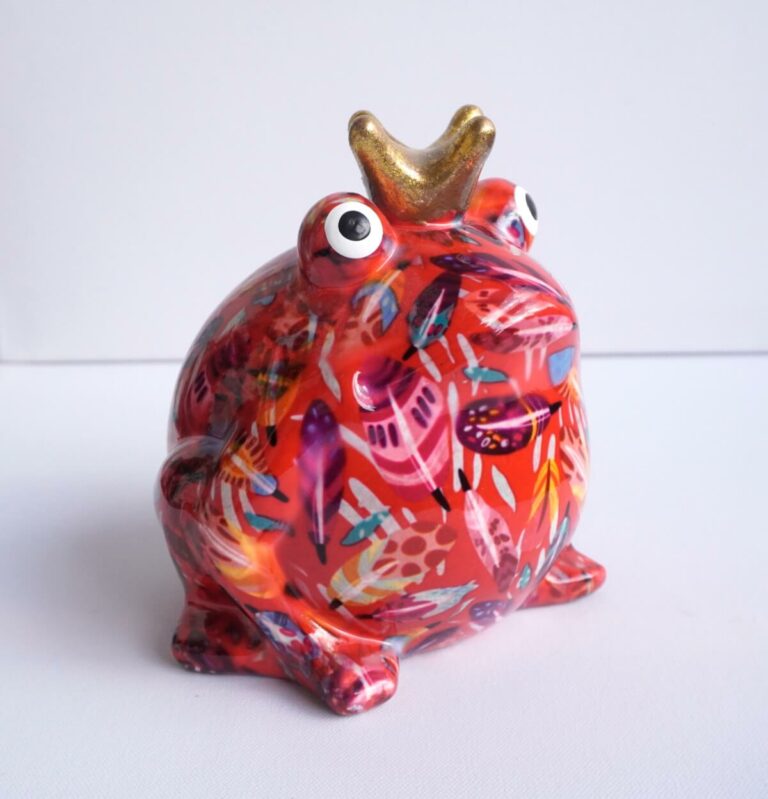 Pomme Pidou Spardose Money Bank Frosch Freddy Bunte Federn