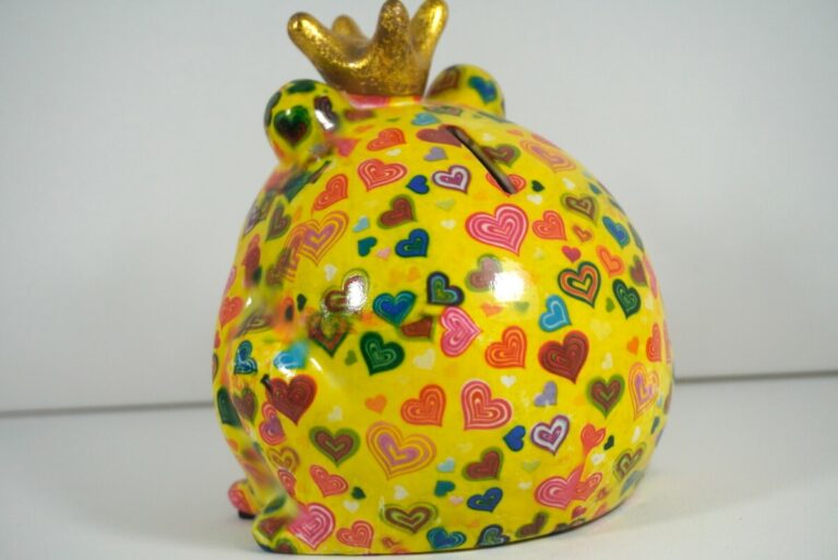 Pomme Pidou Spardose Money Bank Frosch Freddy Gelb Herz