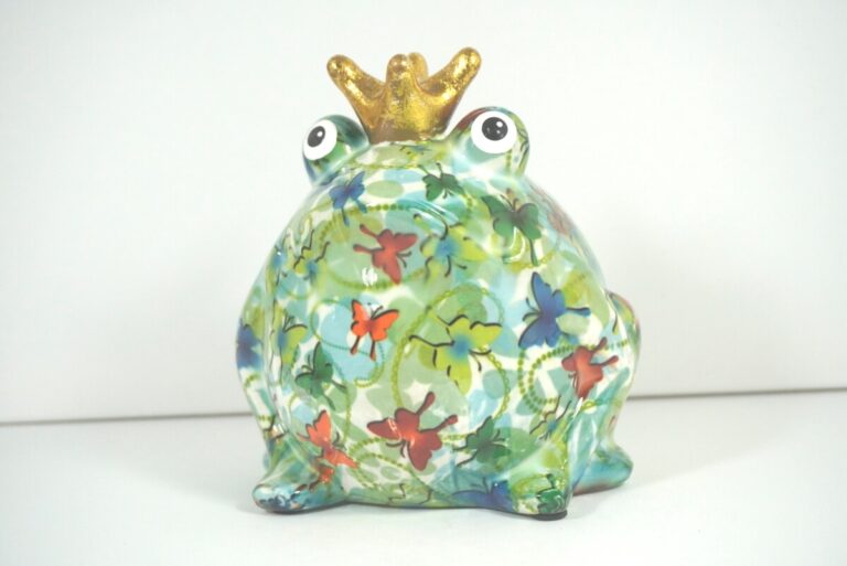 Pomme Pidou Spardose Money Bank Frosch Freddy Grün Schmetterlinge