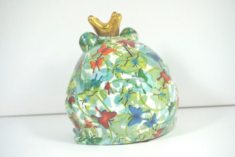 Pomme Pidou Spardose Money Bank Frosch Freddy Grün Schmetterlinge