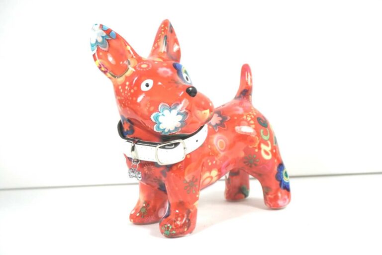 Pomme Pidou Spardose Money Bank Hund Boomer Orange Blümchen