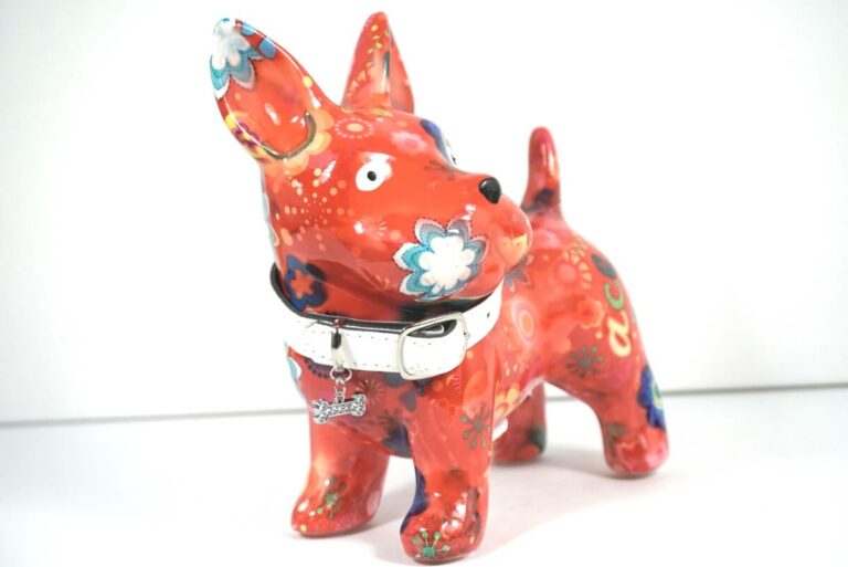 Pomme Pidou Spardose Money Bank Hund Boomer Orange Blümchen