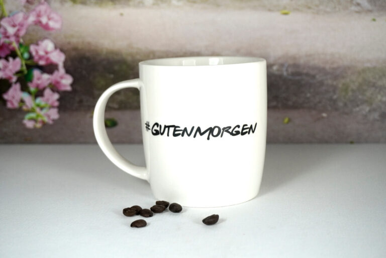 Wurm Henkelbecher Sprüche Tasse Guten Morgen