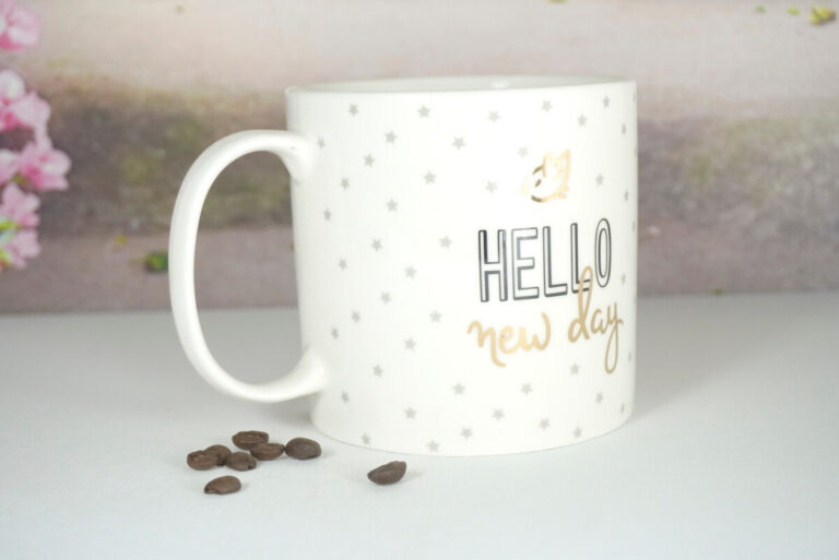 Wurm Henkelbecher Sprüche Tasse Pott XL Hello new day