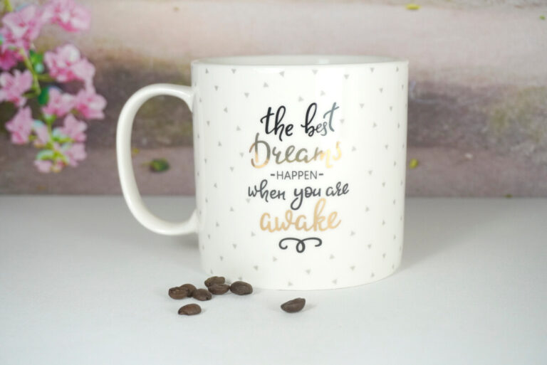 Wurm Henkelbecher Sprüche Tasse Pott XL the best Dreams happen when you are awake