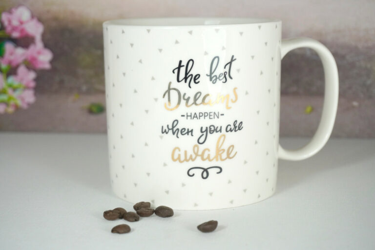 Wurm Henkelbecher Sprüche Tasse Pott XL the best Dreams happen when you are awake