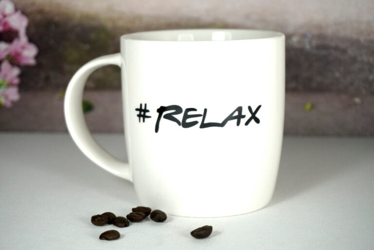 Wurm Henkelbecher Sprüche Tasse Relax