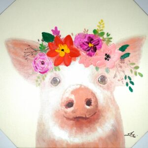 Voß Design Wandbild Acrylbild Schwein Handgemalt