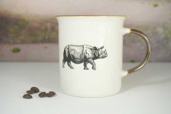Werner Voß Henkelbecher Kaffeebecher Wild Cup Nashorn