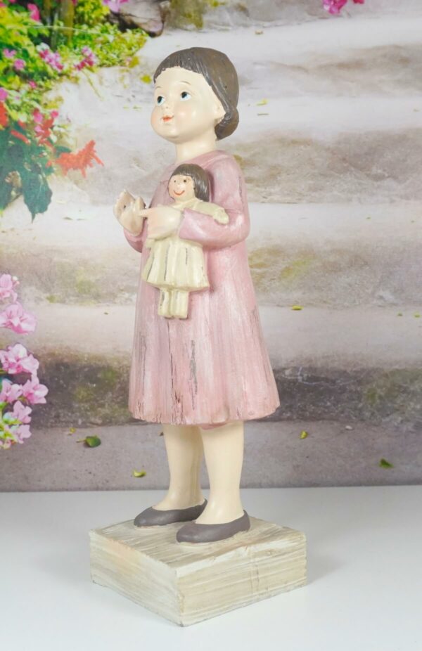 Dekofigur Clayre & Eef Mädchen Figur mit Puppe rosa