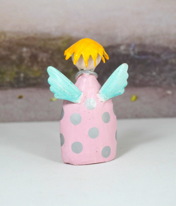 Pape Deko Figur Blechpuppe Schutzengel Little Lotta Rosa Graue Punkte