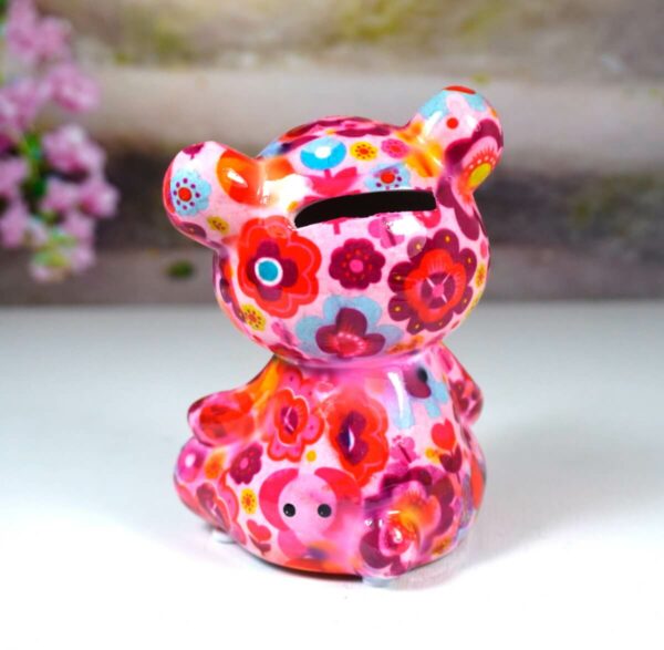Pomme Pidou Spardose Petit Teddy Toto Pink Flower
