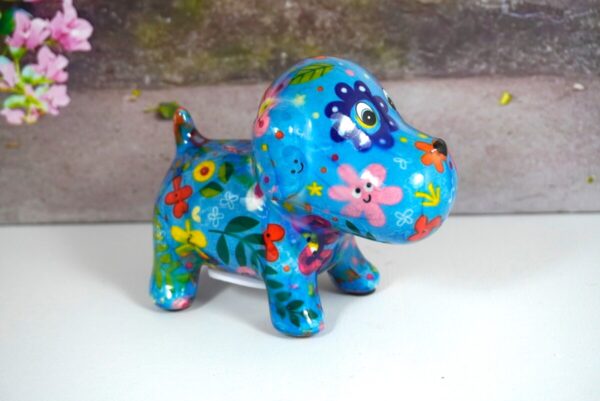 Pomme Pidou Spardose Petite Hund Doggy Blue Flower