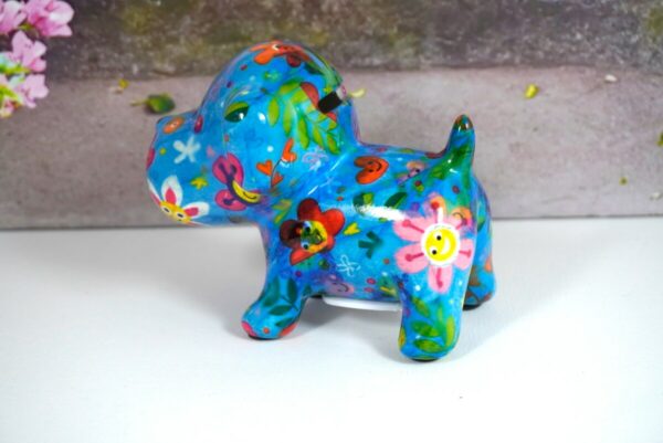 Pomme Pidou Spardose Petite Hund Doggy Blue Flower