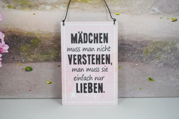 Deko Blechschild Mädchen muss man nicht Verstehen man muss sie einfach nur Lieben.