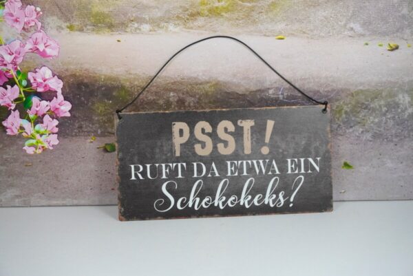 Deko Blechschild PSST. Ruft Da Etwa Ein Schokokeks