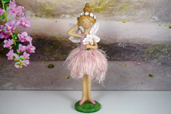 Dekofigur Fee Elfe Feenmädchen Sweety im Baströckchen mit Blumen
