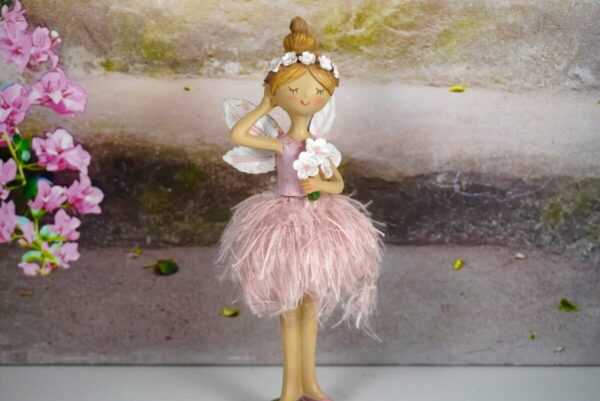 Dekofigur Fee Elfe Feenmädchen Sweety im Baströckchen mit Blumen