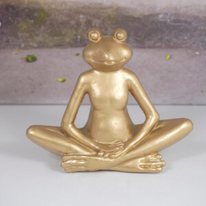 Dekofigur Yogi Frosch Gold Lotus Sitz