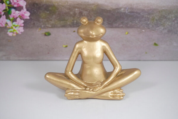 Dekofigur Yogi Frosch Gold Lotus Sitz