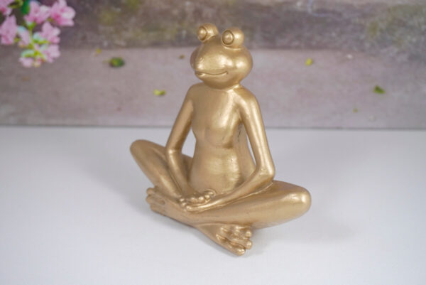 Dekofigur Yogi Frosch Gold Lotus Sitz