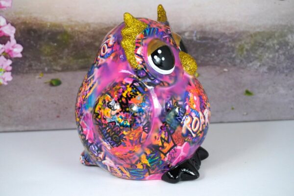 Pomme Pidou Spardose Money Bank Eule Olive Pink Graffiti Edition