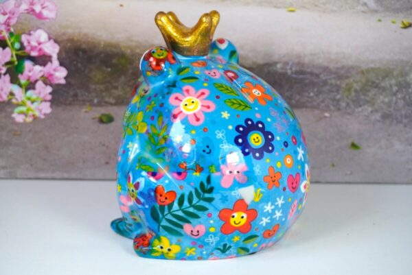 Pomme Pidou Spardose Money Bank Frosch Freddy Blümchen Blau