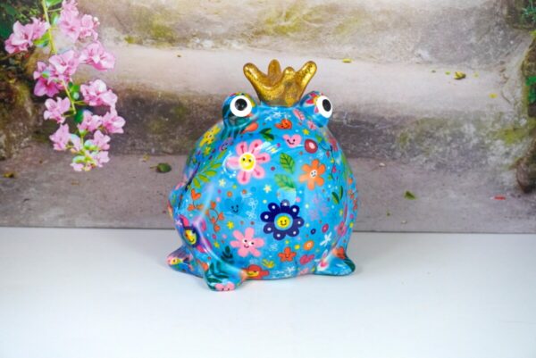 Pomme Pidou Spardose Money Bank Frosch Freddy Blümchen Blau