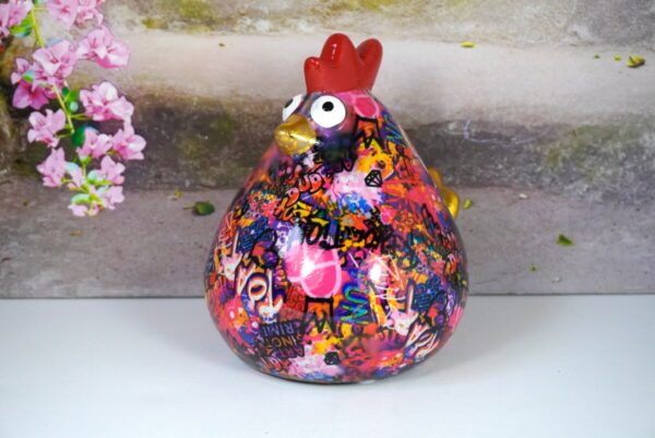 Pomme Pidou Spardose Money Bank Huhn Mathilda Pink Graffiti Edition