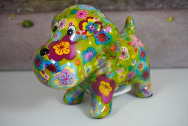 Pomme Pidou Spardose Petite Hund Doggy Green Flower