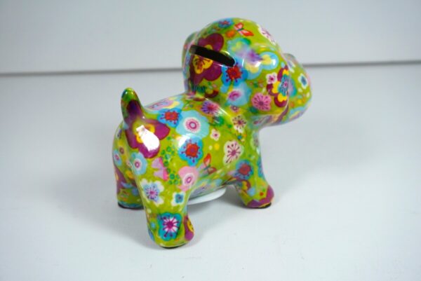 Pomme Pidou Spardose Petite Hund Doggy Green Flower