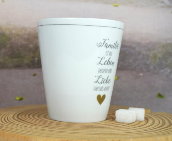 Krasilnikoff Kaffeebecher Mug Familie ist wo Leben beginnt und Liebe niemals endet