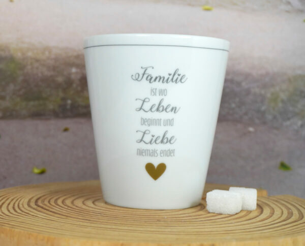 Krasilnikoff Kaffeebecher Mug Familie ist wo Leben beginnt und Liebe niemals endet