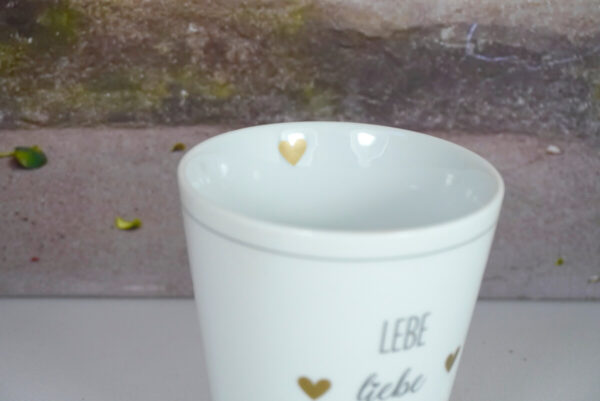 Krasilnikoff Kaffeebecher Mug Lebe Liebe Lache