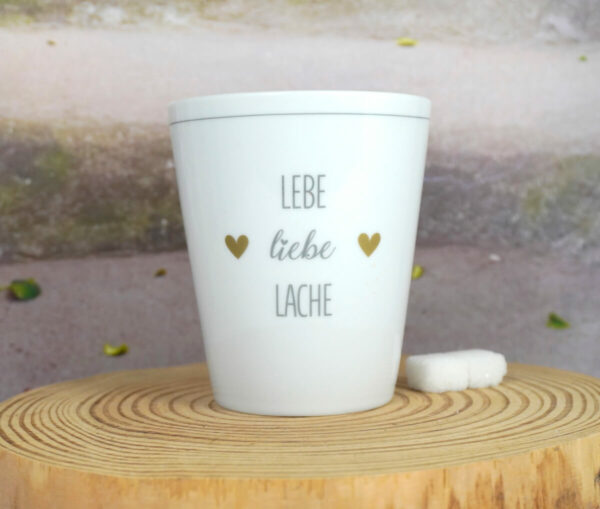 Krasilnikoff Kaffeebecher Mug Lebe Liebe Lache